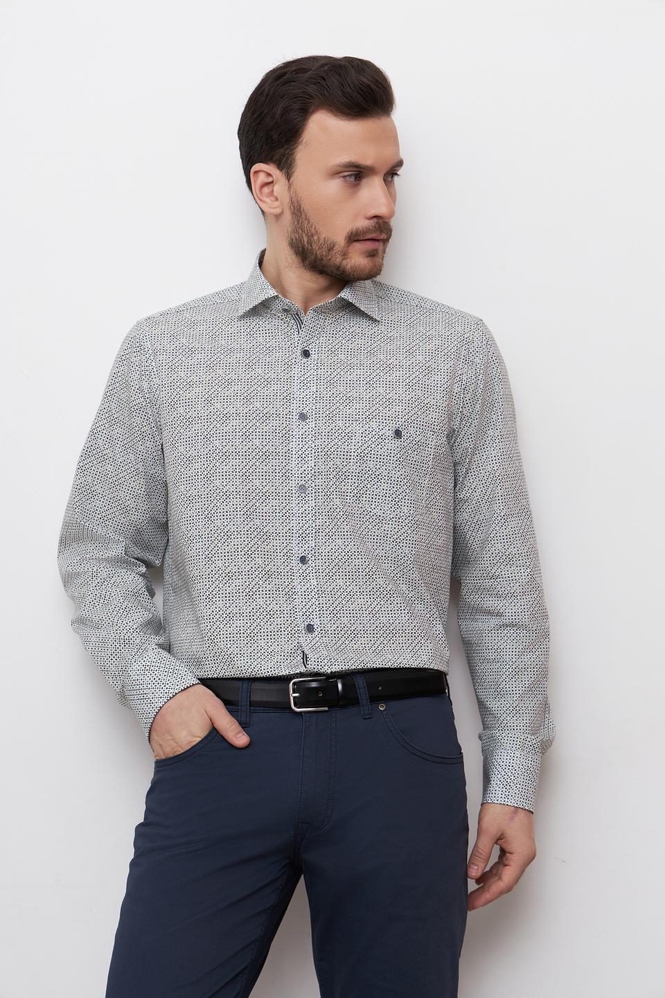 Рубашка Casa Moda с принтом серая