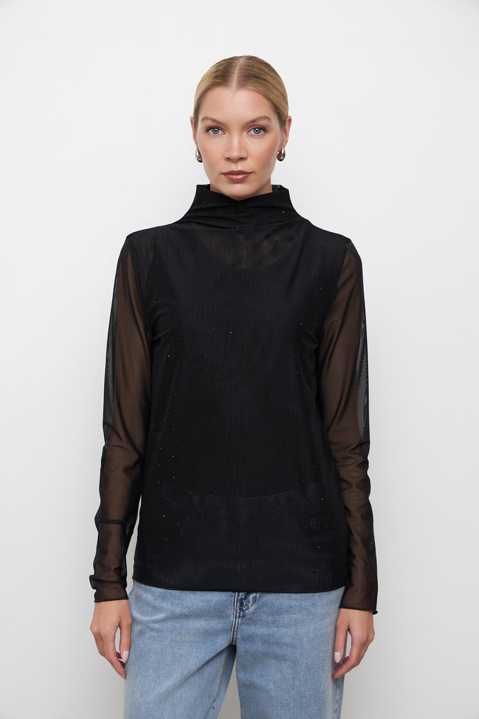 Пуловер Monari с кристаллами черный