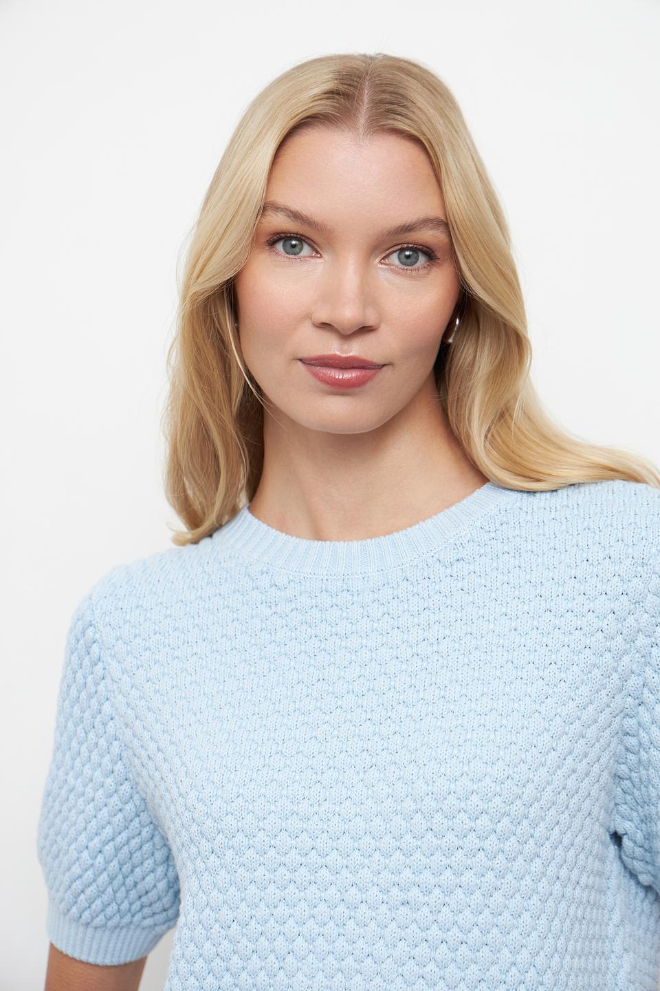 Пуловер Oui голубой с коротким рукавом