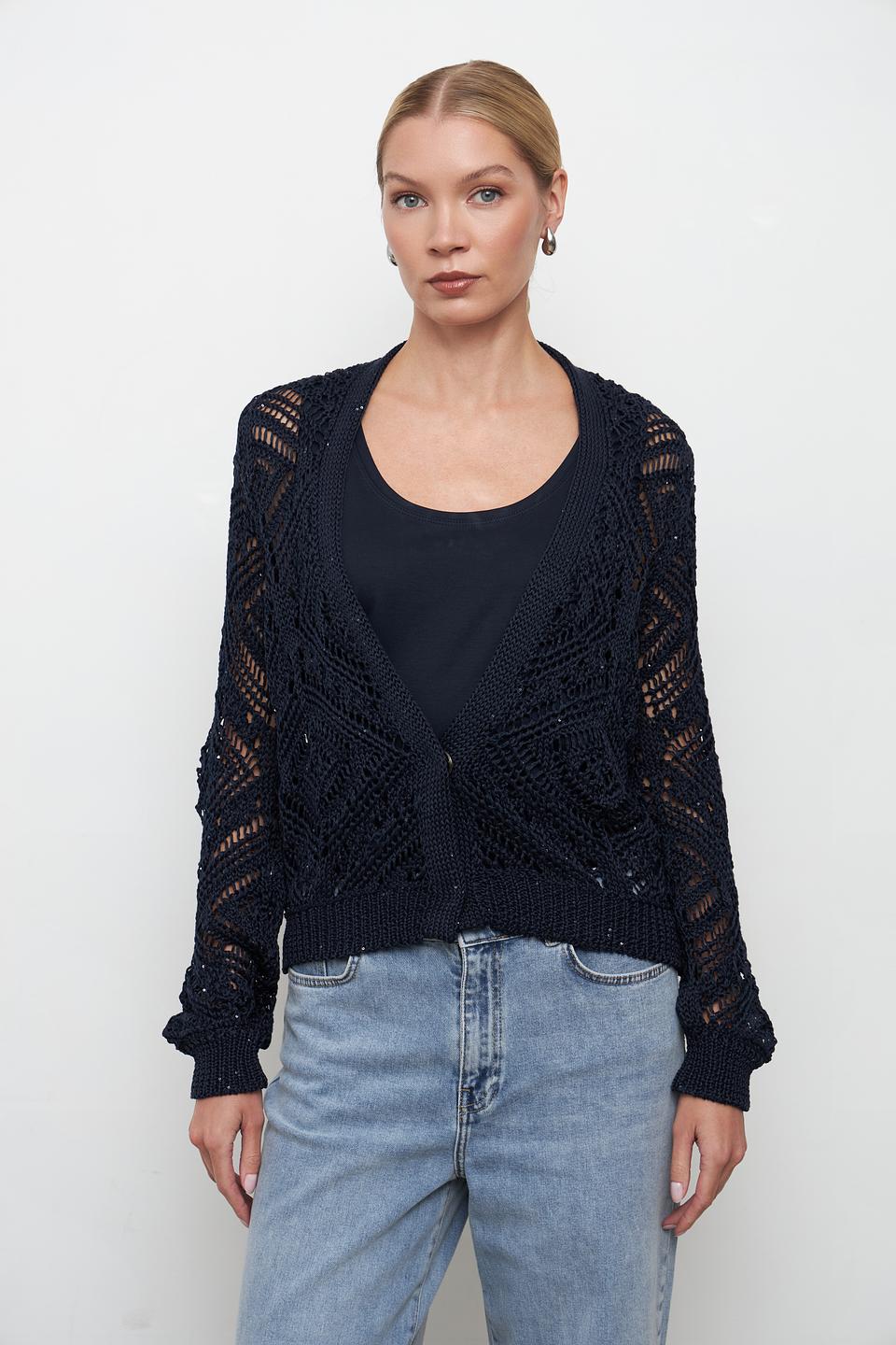 Жакет Monari вязаный тёмно-синий