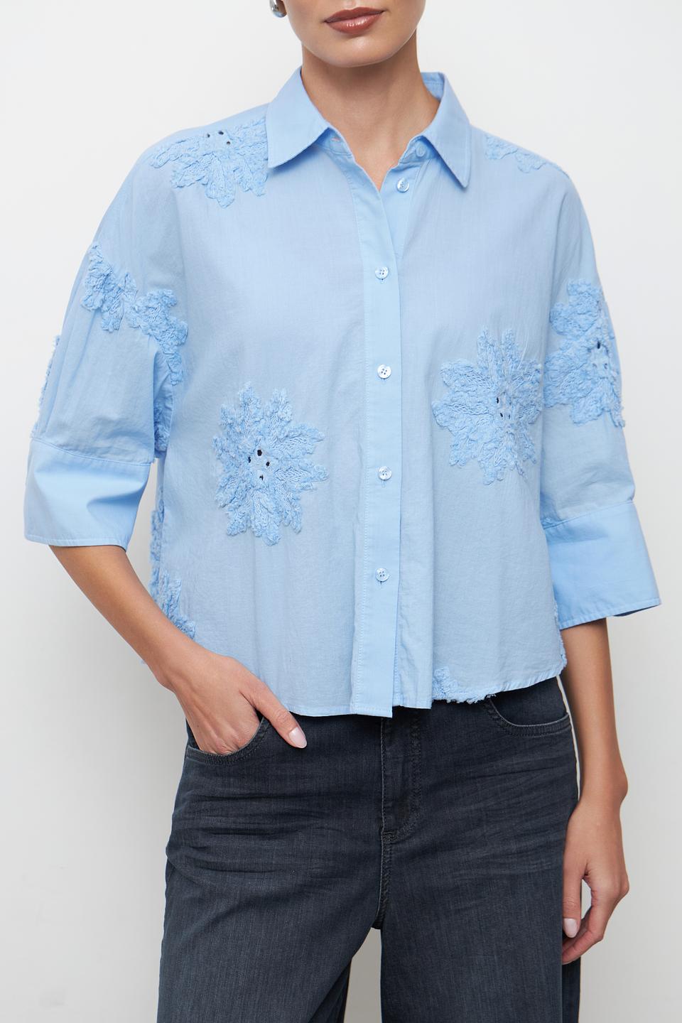 Блуза Marc Aurel с вышивкой голубая