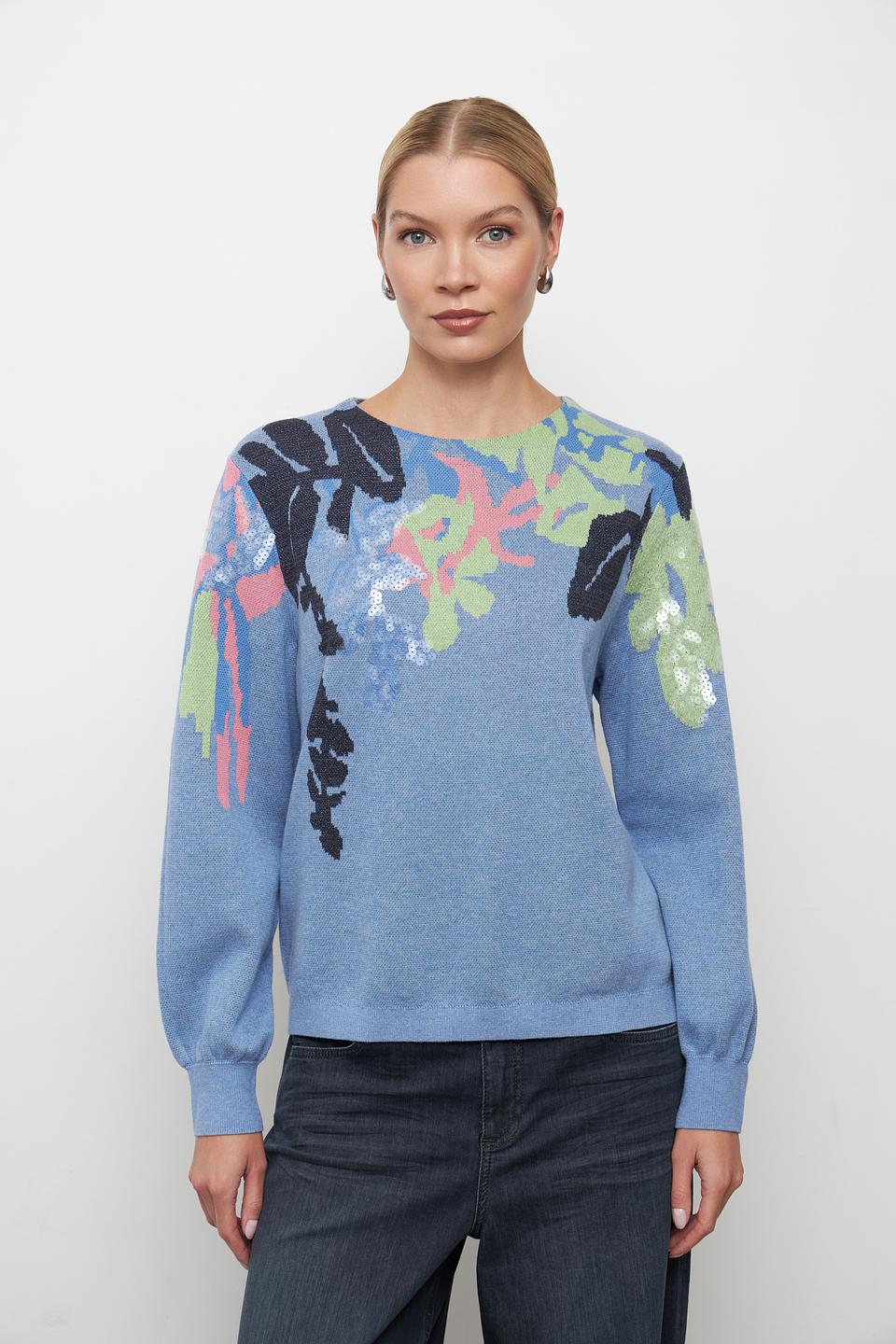 Пуловер Bianca с цветочным принтом