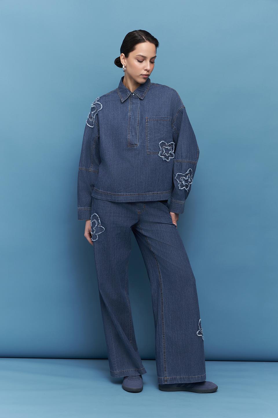 Джинсы Lecomte с вышивкой