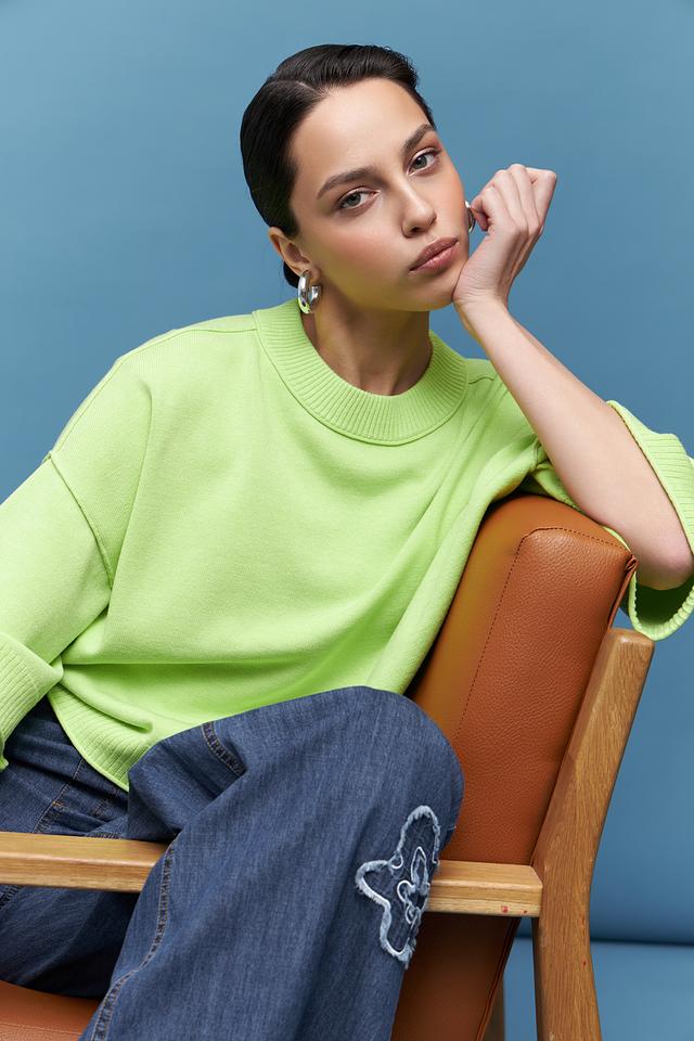 Пуловер Lecomte лайм с коротким рукавом