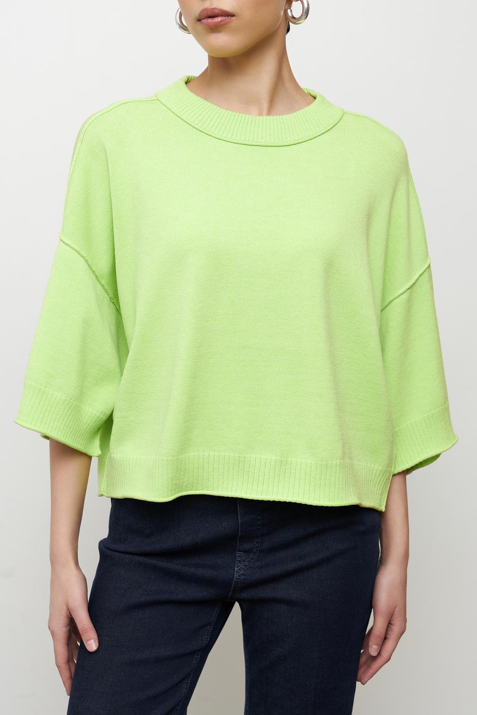 Пуловер Lecomte лайм с коротким рукавом