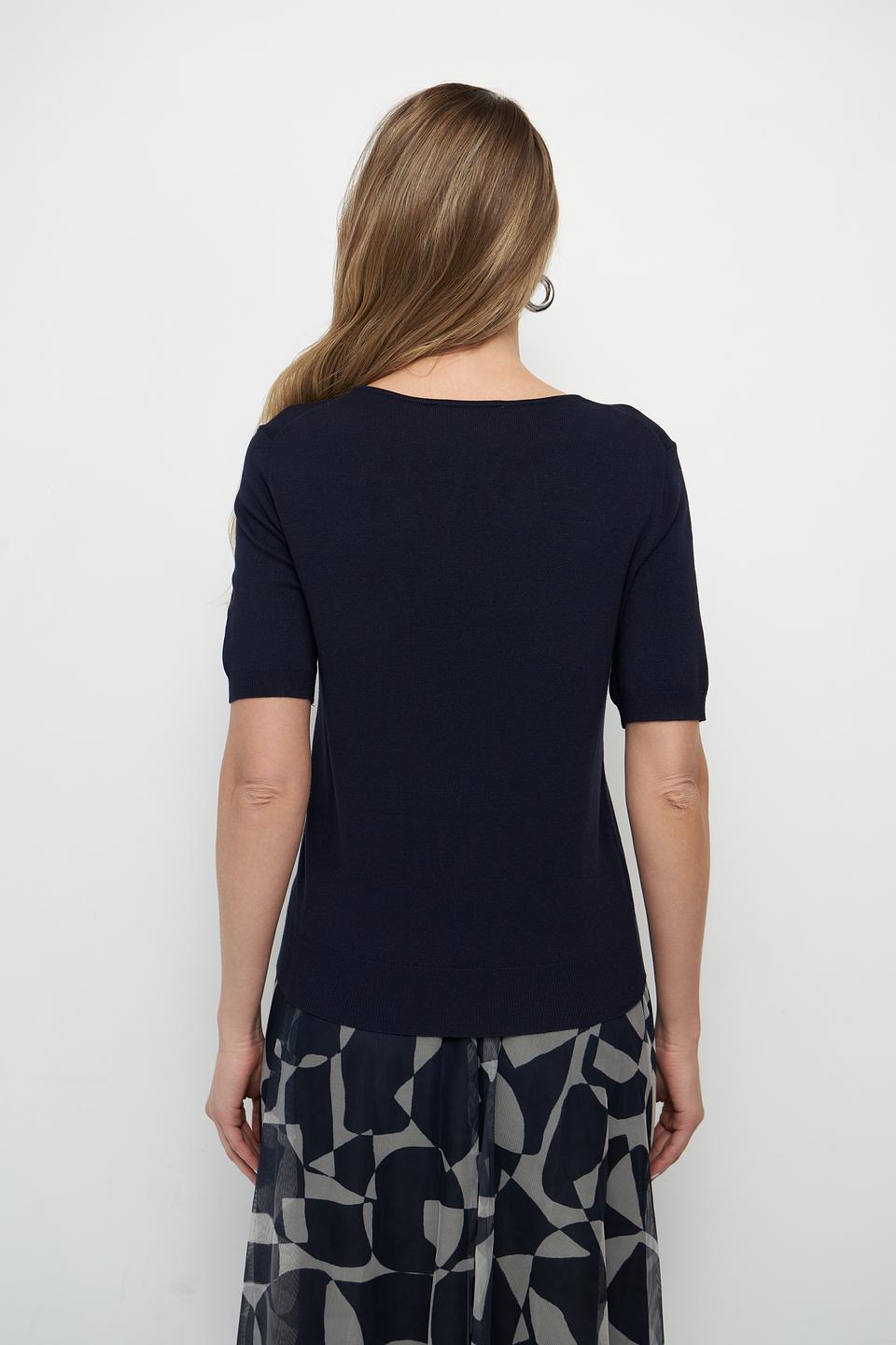 Пуловер Betty and Co V-образный вырез тёмно-синий