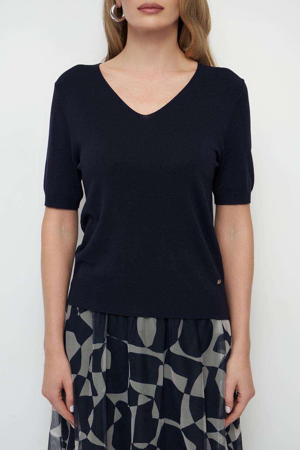 Пуловер Betty and Co V-образный вырез тёмно-синий