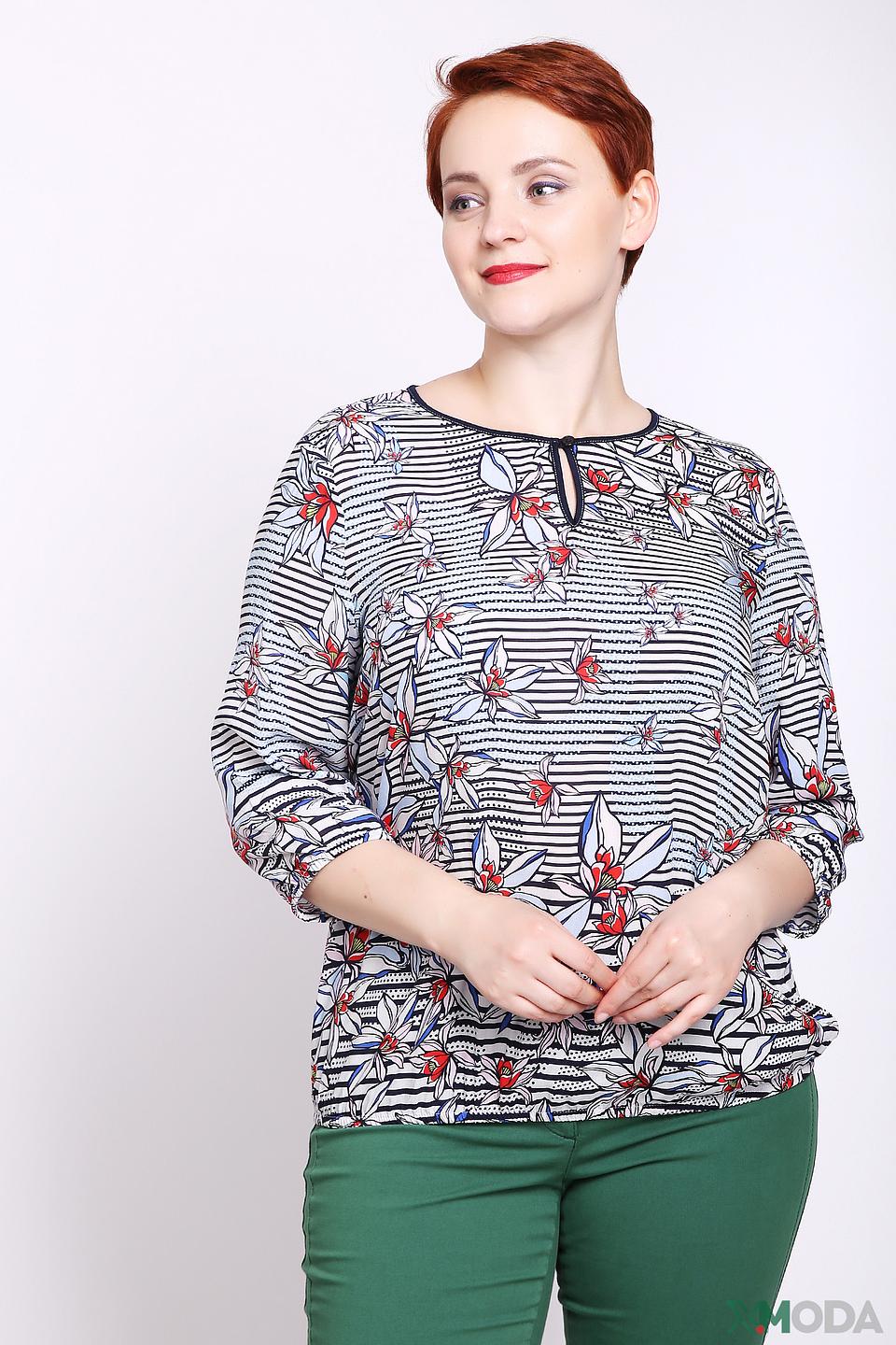 Блуза Rabe collection в полоску с цветами