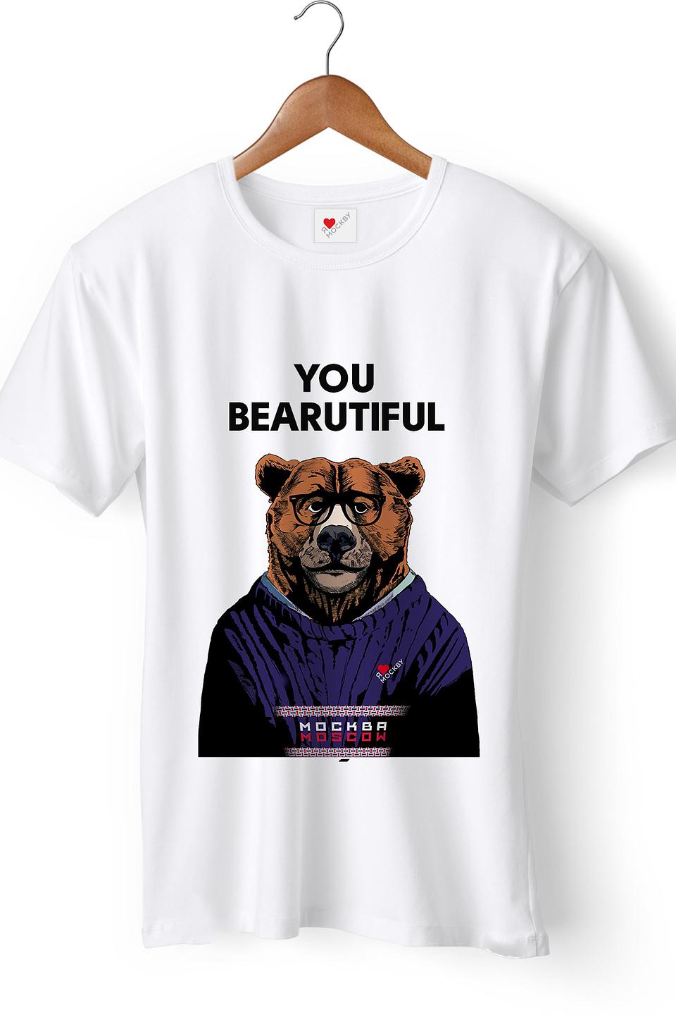 Футболка Я люблю Москву медведь белый