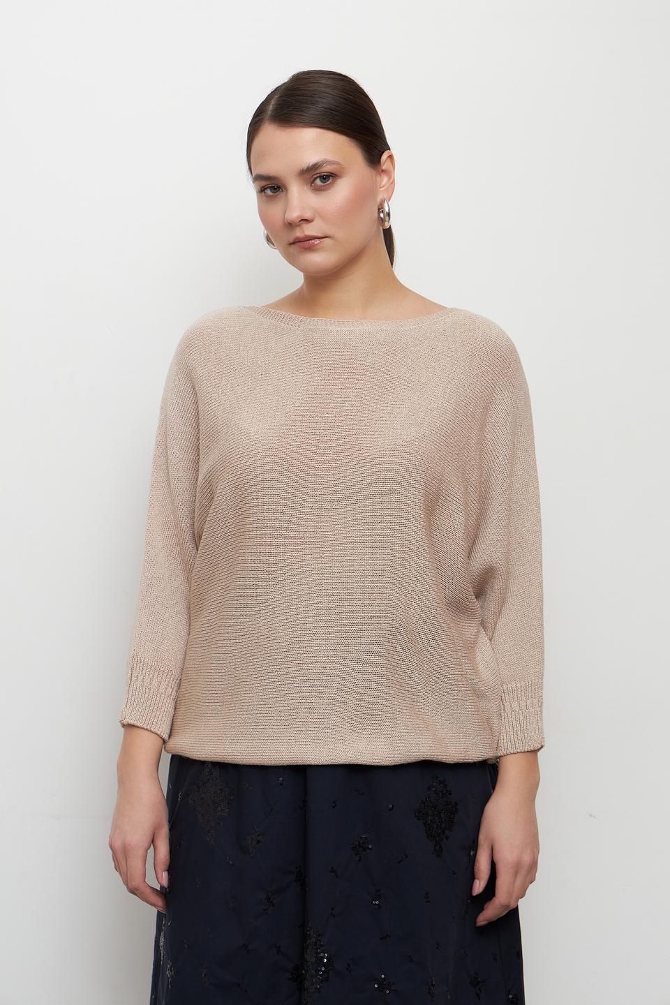 Пуловер MORE and MORE бежевый с рукавом-фонарик