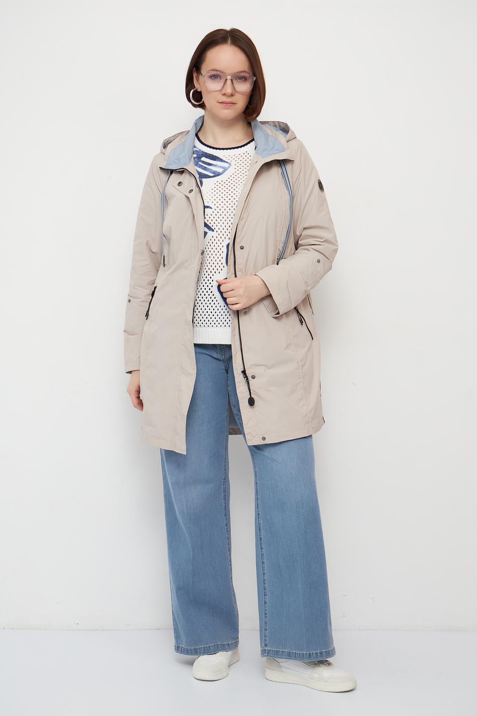 Плащ District бежевый с капюшоном