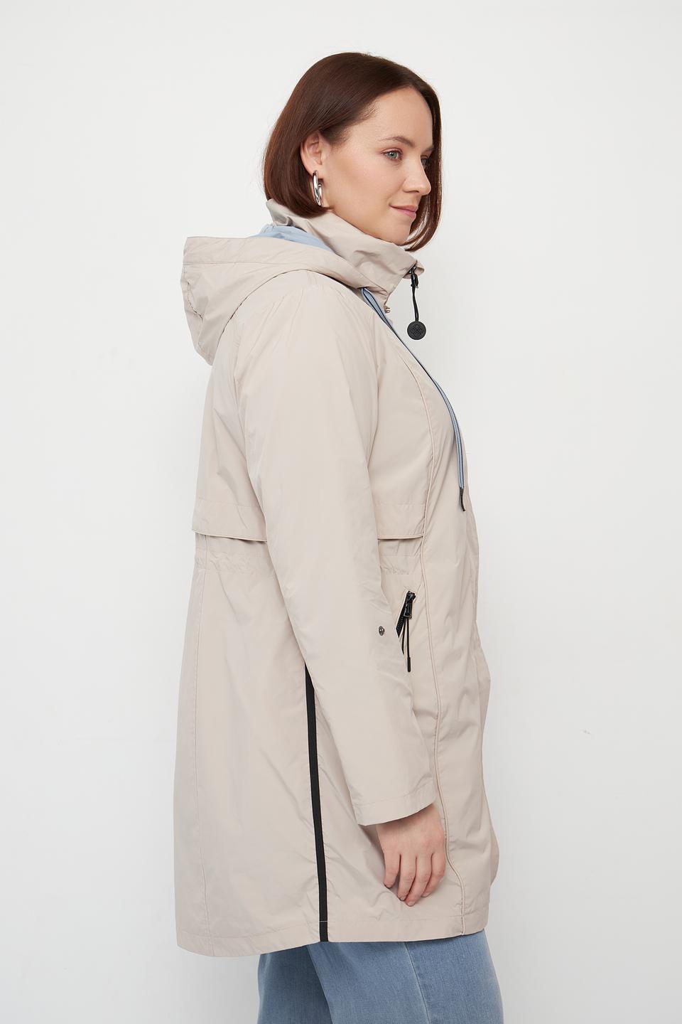 Плащ District бежевый с капюшоном