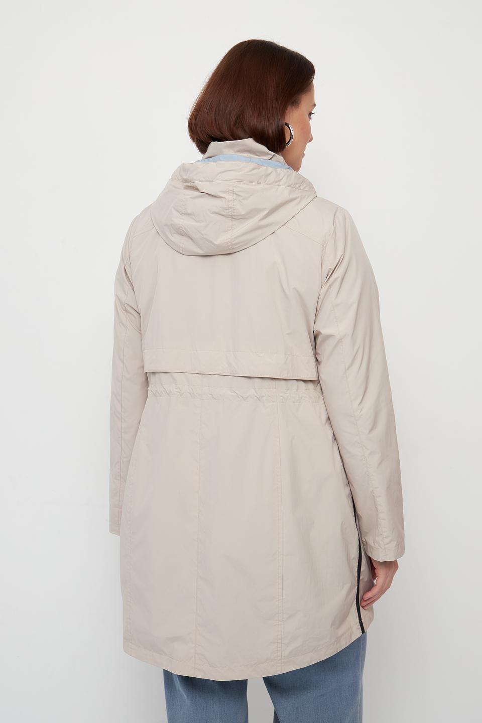 Плащ District бежевый с капюшоном