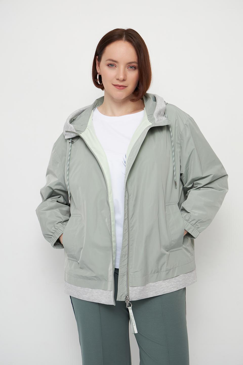 Куртка Olsen светло-зелёная с капюшоном