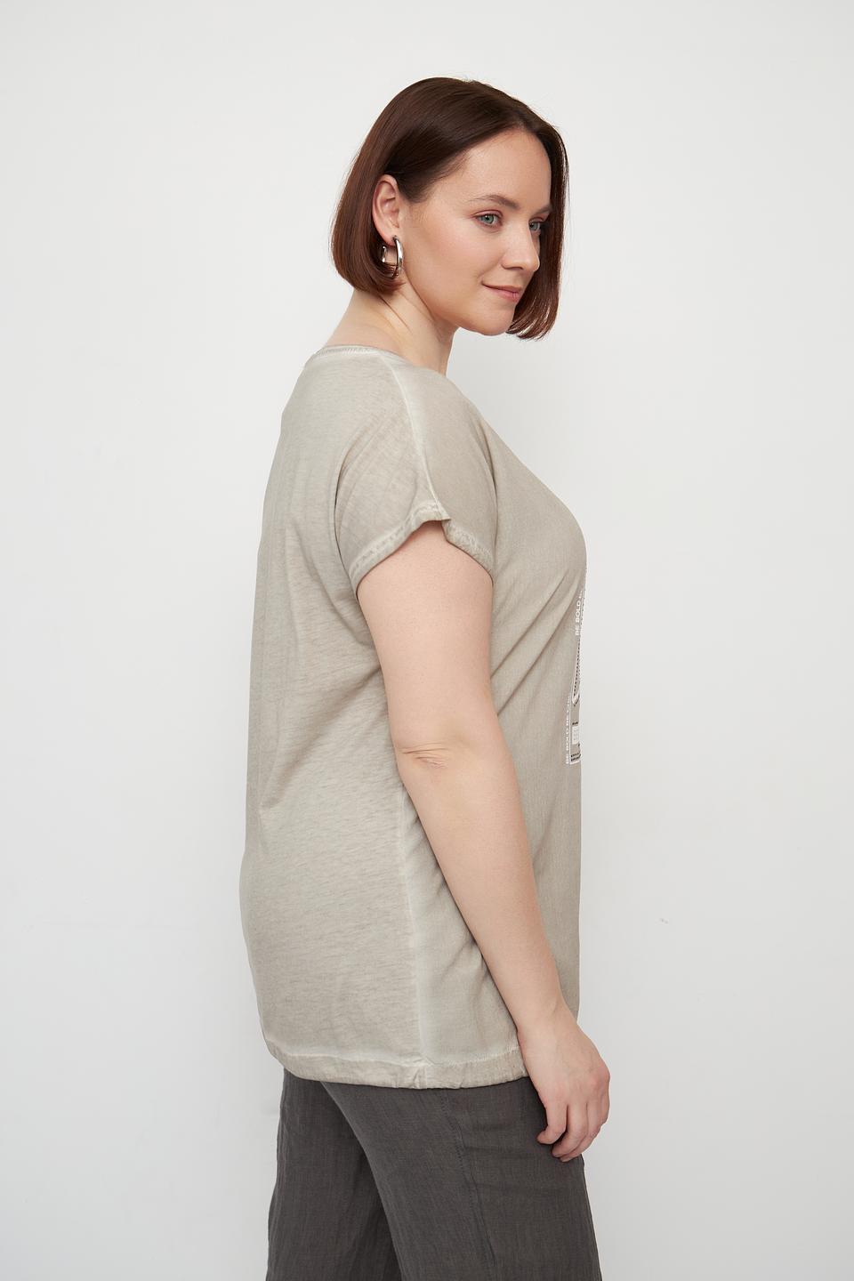 Футболка Doris Streich с принтом бежевая