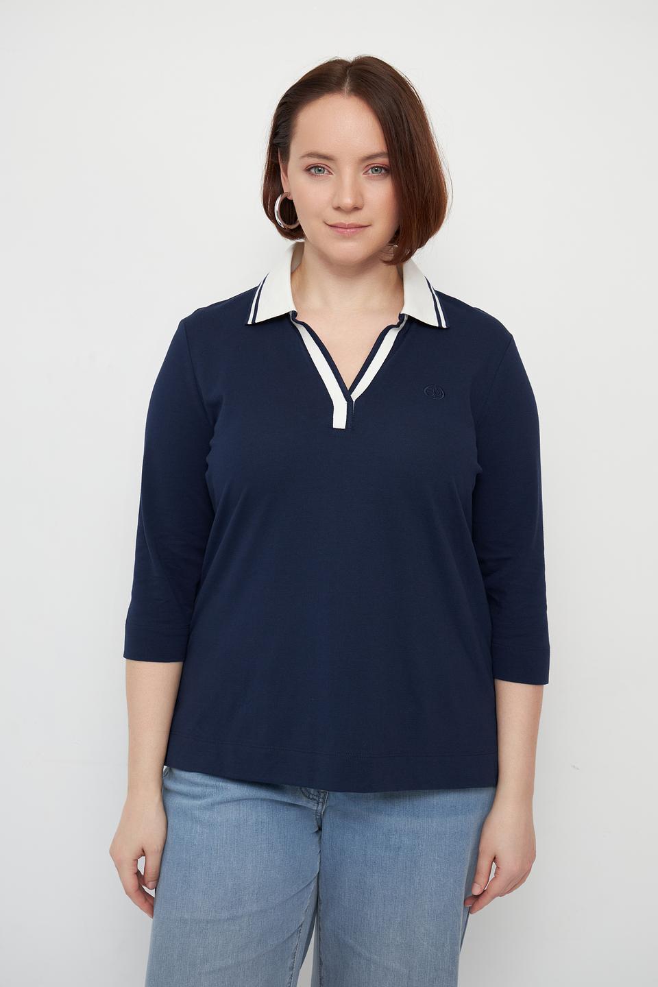 Поло Olsen c 3/4 рукавом, темно-синее