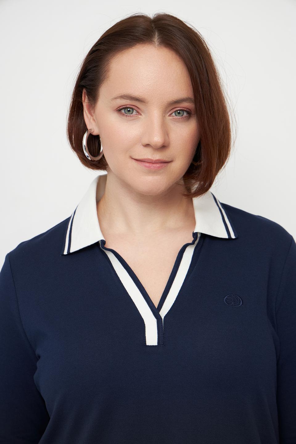 Поло Olsen c 3/4 рукавом, темно-синее