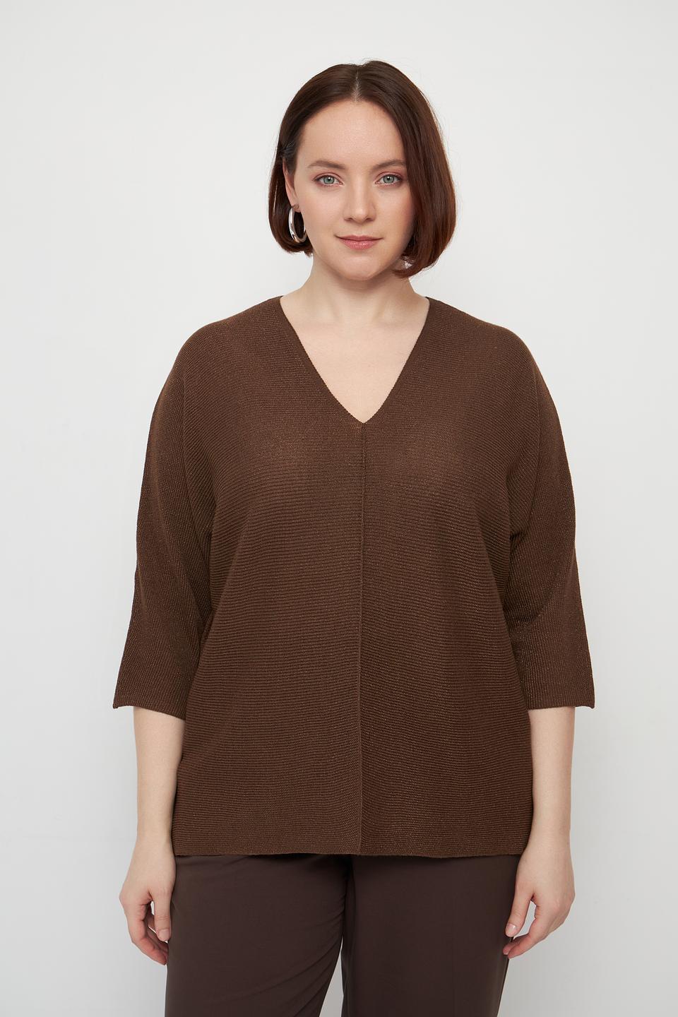 Пуловер Lecomte коричневый V-образный