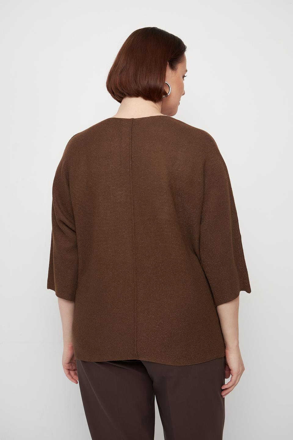 Пуловер Lecomte коричневый V-образный