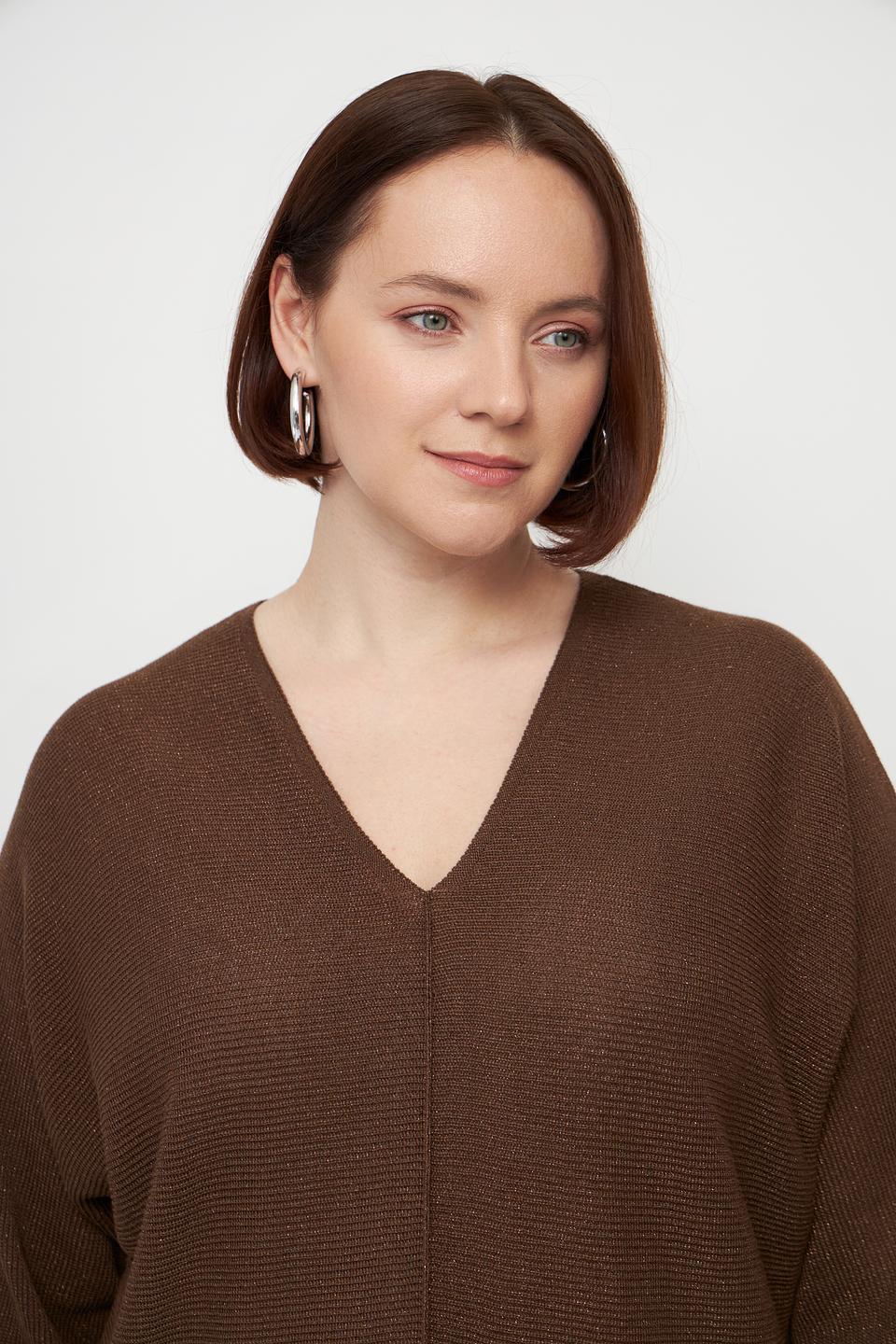 Пуловер Lecomte коричневый V-образный