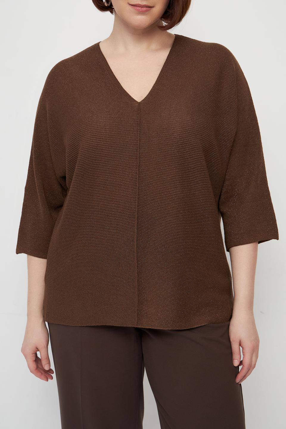 Пуловер Lecomte коричневый V-образный