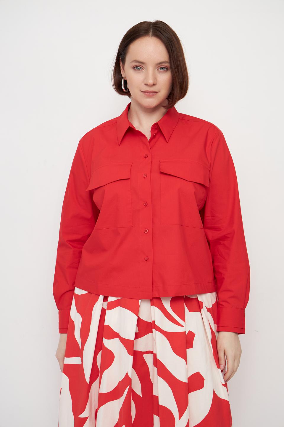 Блуза MORE and MORE красная с карманами