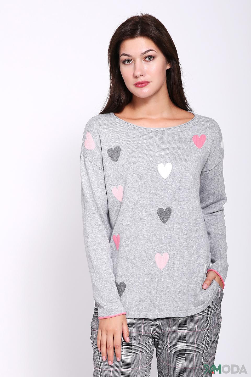 Пуловер Via Appia с сердцами серый