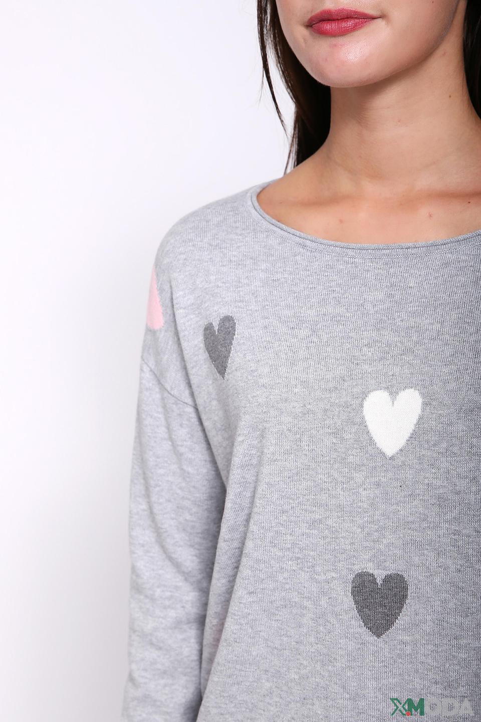 Пуловер Via Appia с сердцами серый