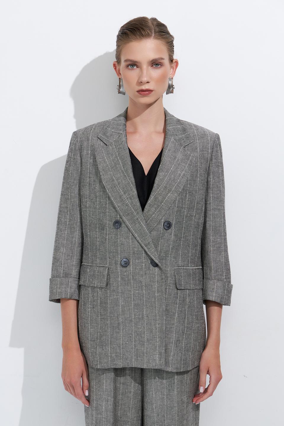 Жакет Ten ways to be в полоску серый