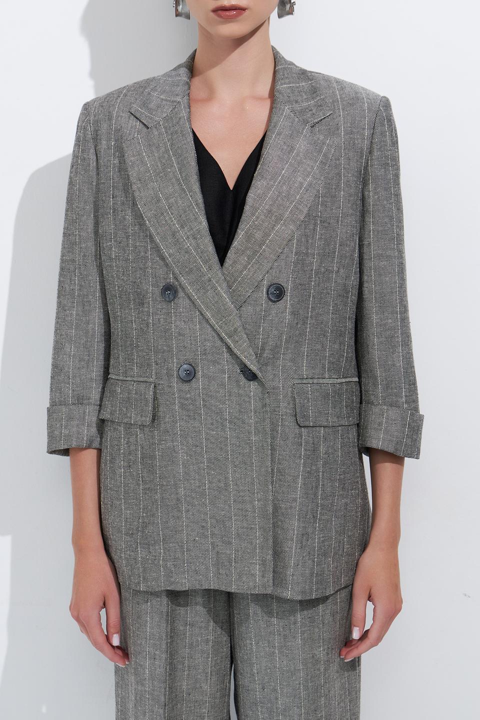 Жакет Ten ways to be в полоску серый