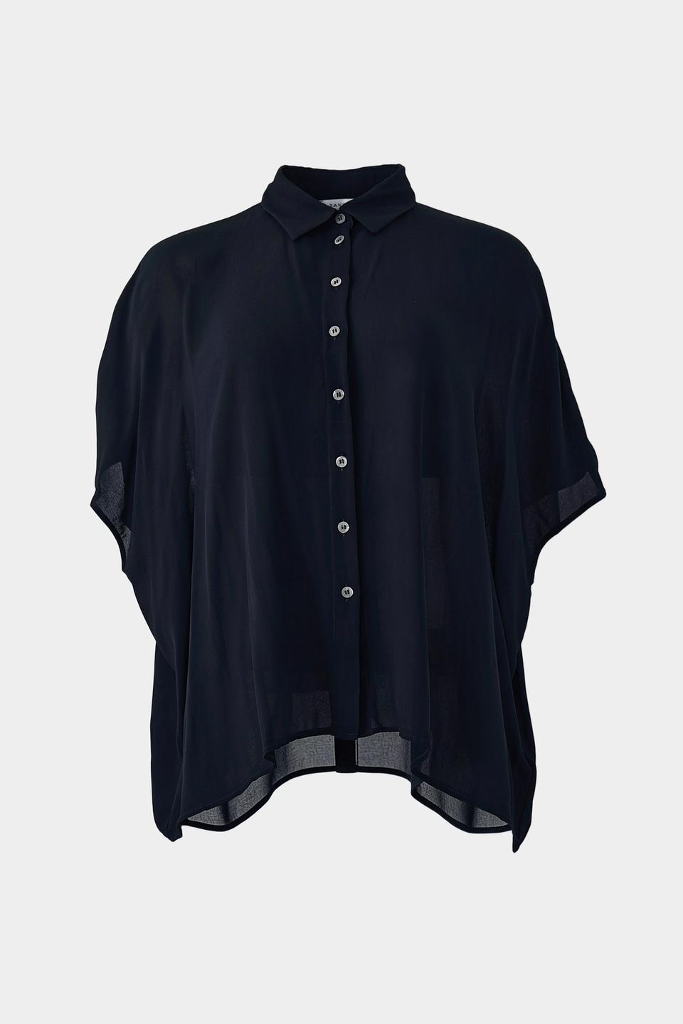 Блуза Zanetti свободного кроя темно-синяя