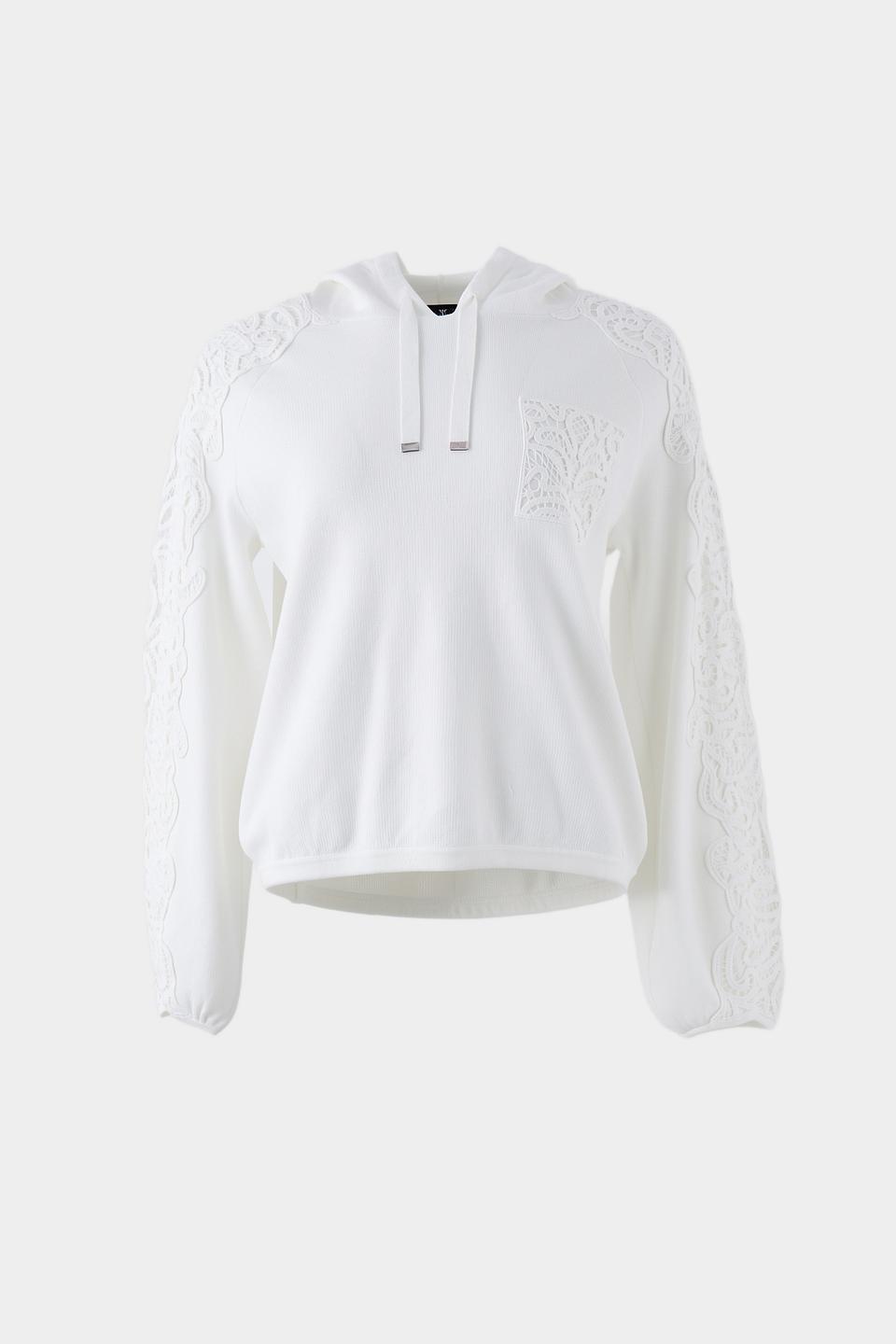 Пуловер Monari с кружевом белый