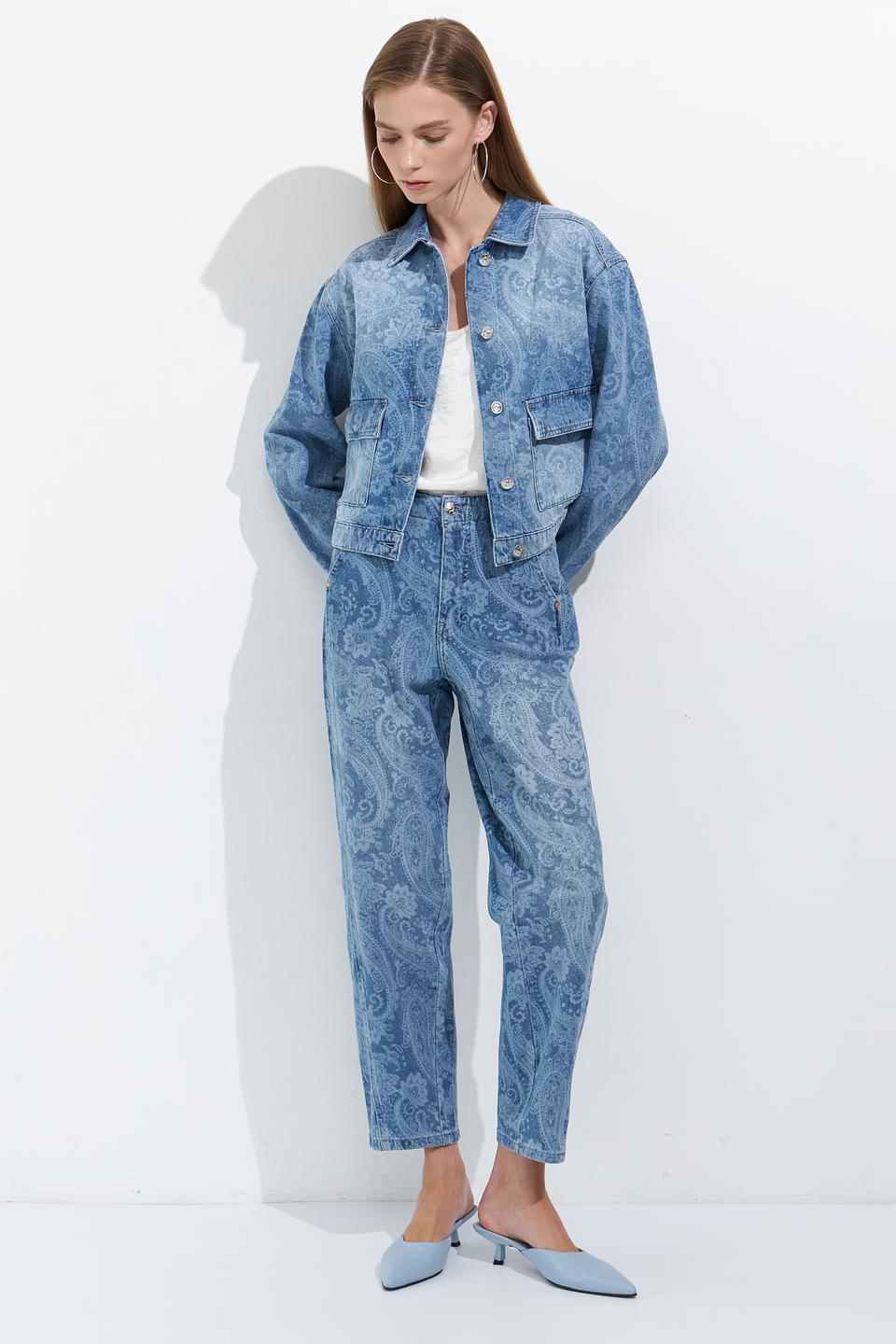 Жакет Oui в джинсовый узор голубой