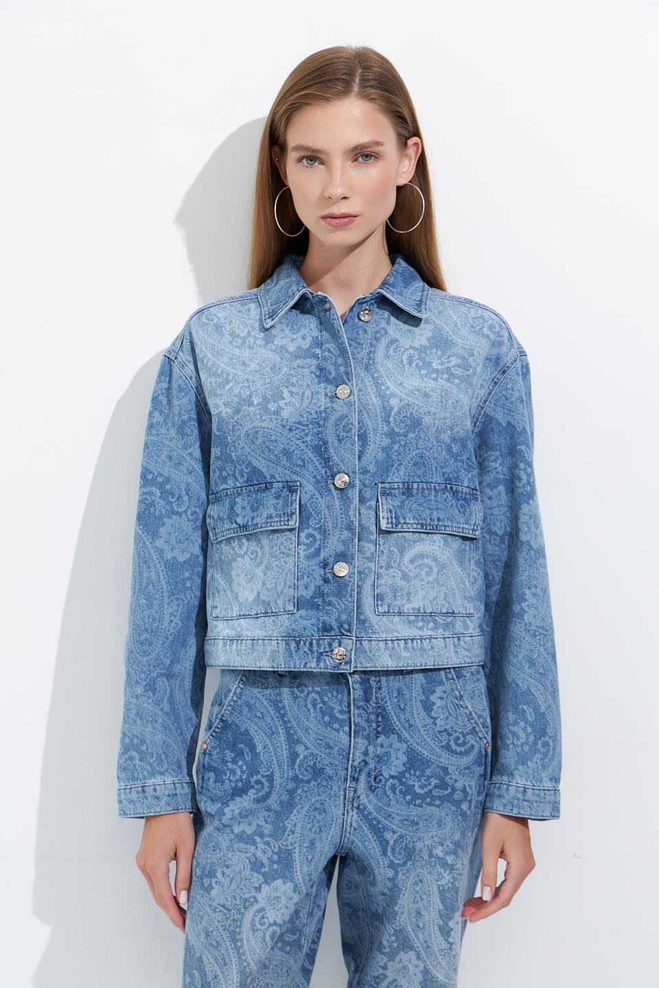 Жакет Oui в джинсовый узор голубой