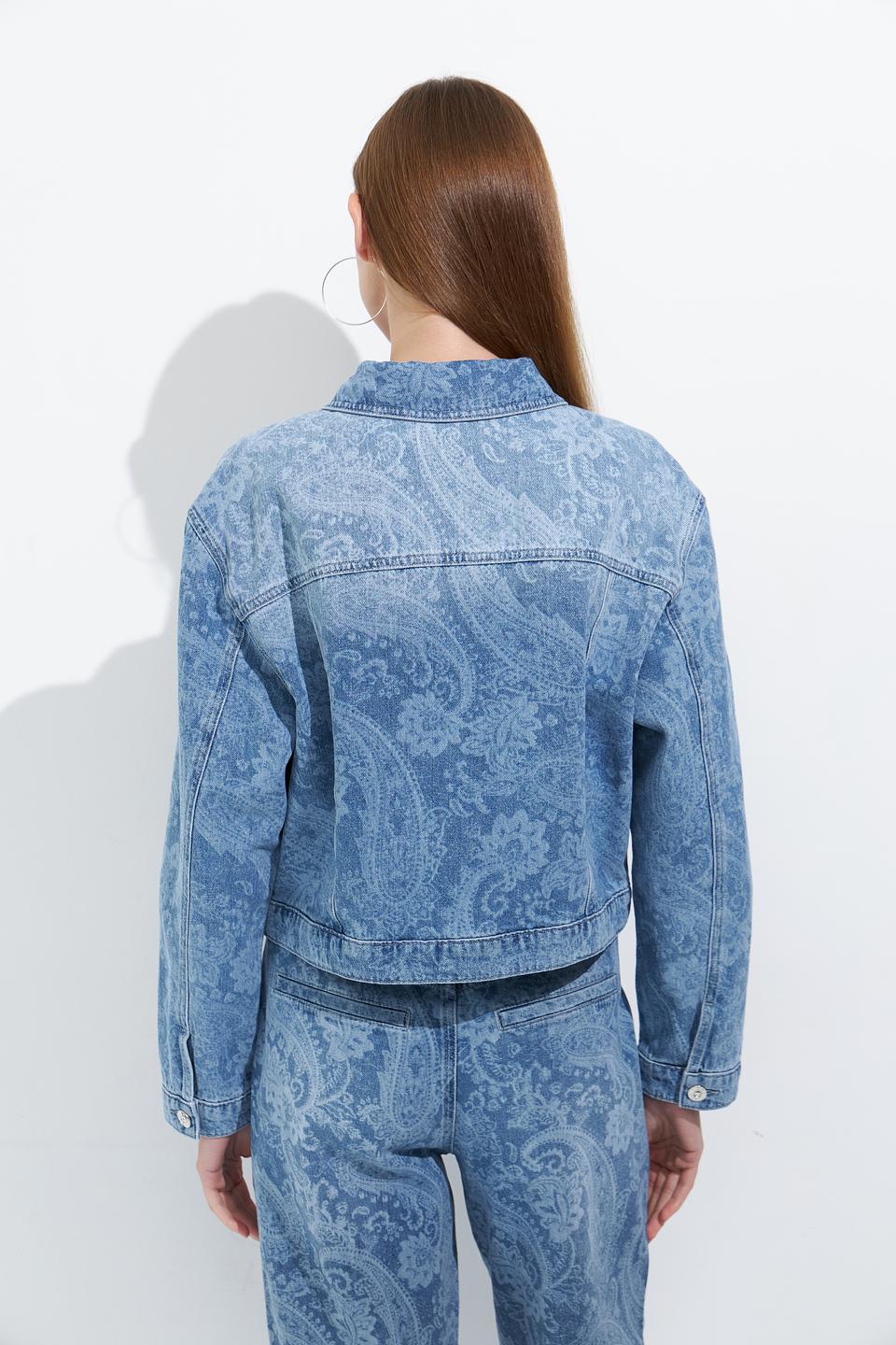 Жакет Oui в джинсовый узор голубой