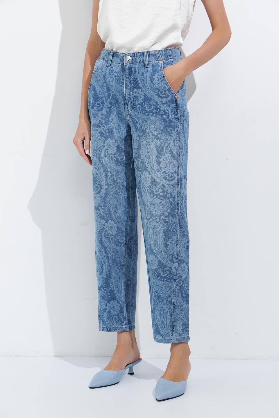 Джинсы Oui с узором пейсли голубые