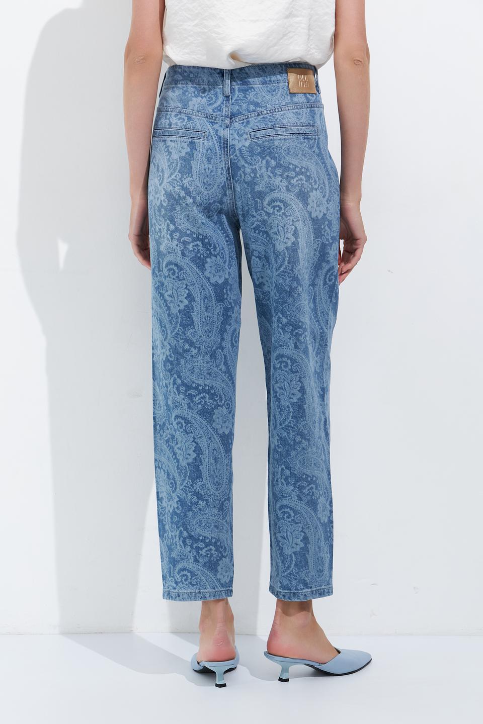 Джинсы Oui с узором пейсли голубые