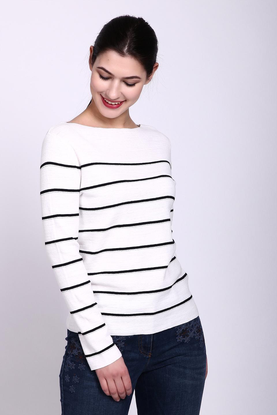 Пуловер Gerry Weber белый в черную полоску