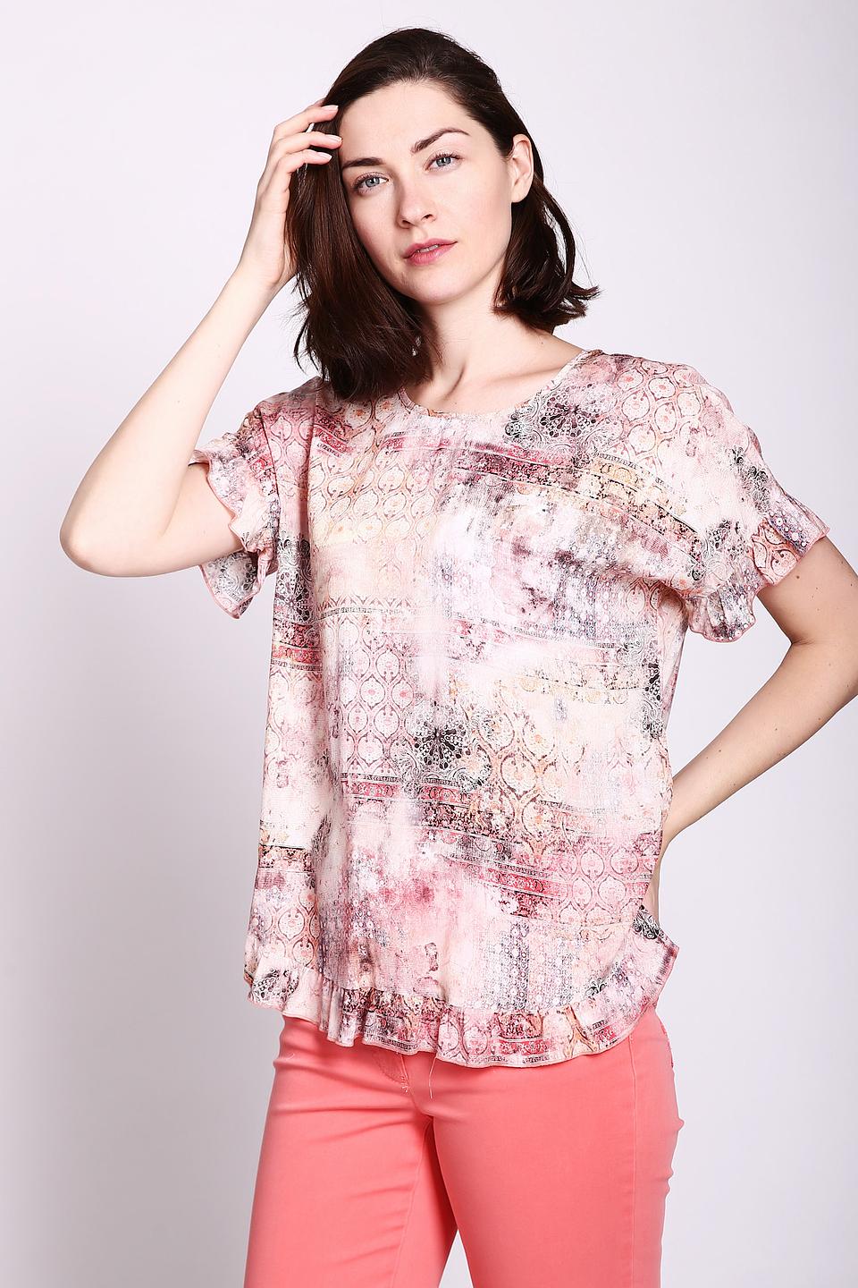 Блуза Gerry Weber розовая с принтом и воланами