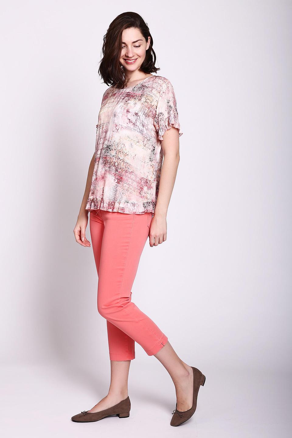 Блуза Gerry Weber розовая с принтом и воланами