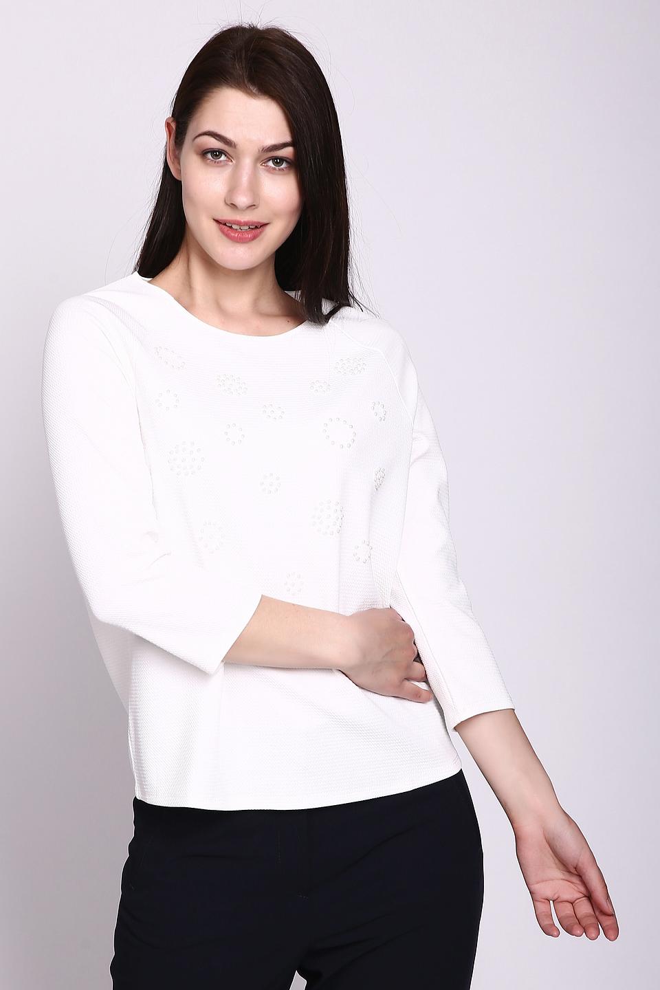 Блуза Gerry Weber белая с декоративными жемчужными элементами