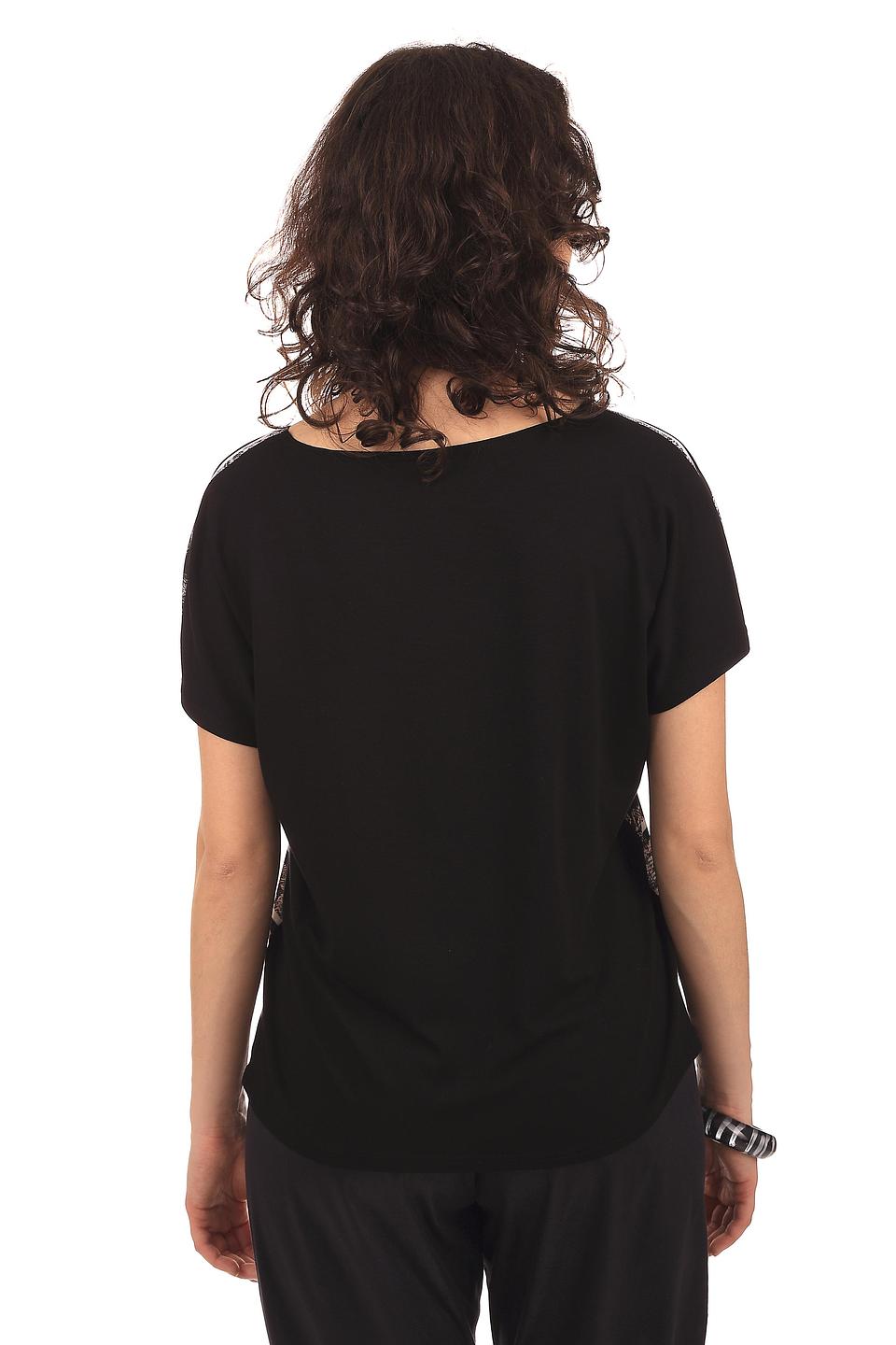 Блуза Steilmann чёрная с анималистичным принтом и полосами