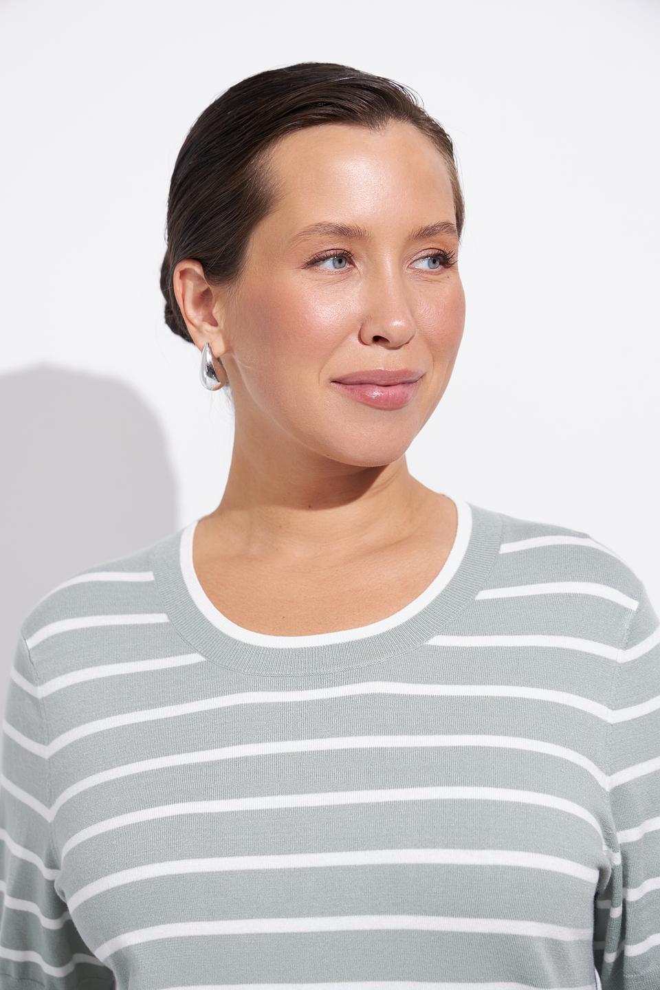 Пуловер Olsen в полоску зелёный