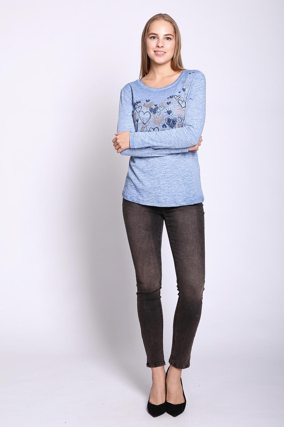 Лонгслив Taifun с сердцами голубой