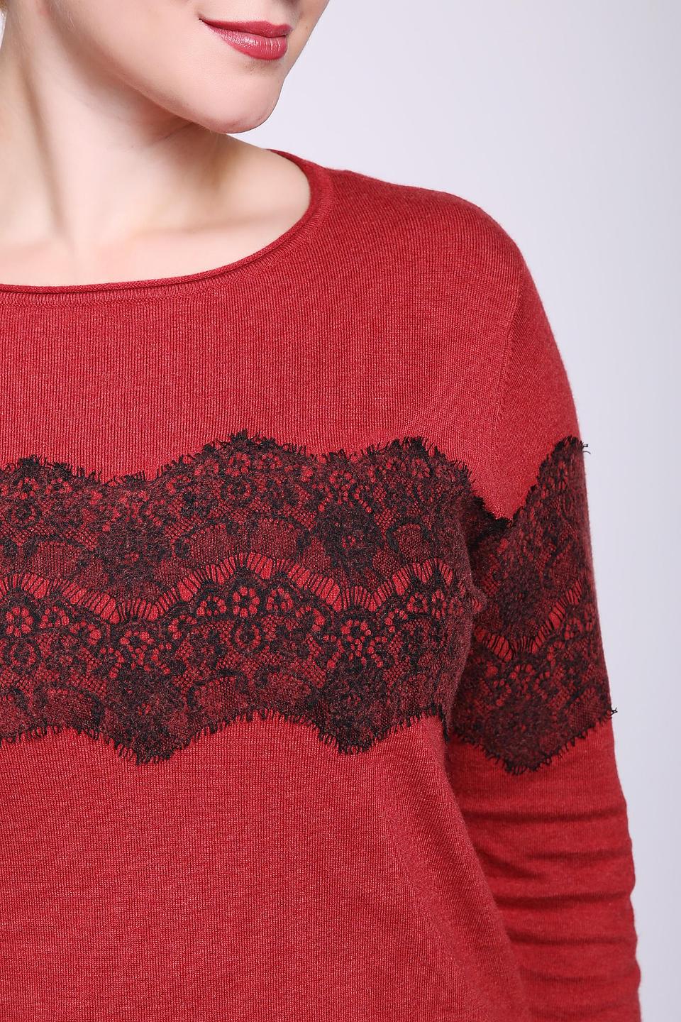 Пуловер Gerry Weber с кружевом бордовый