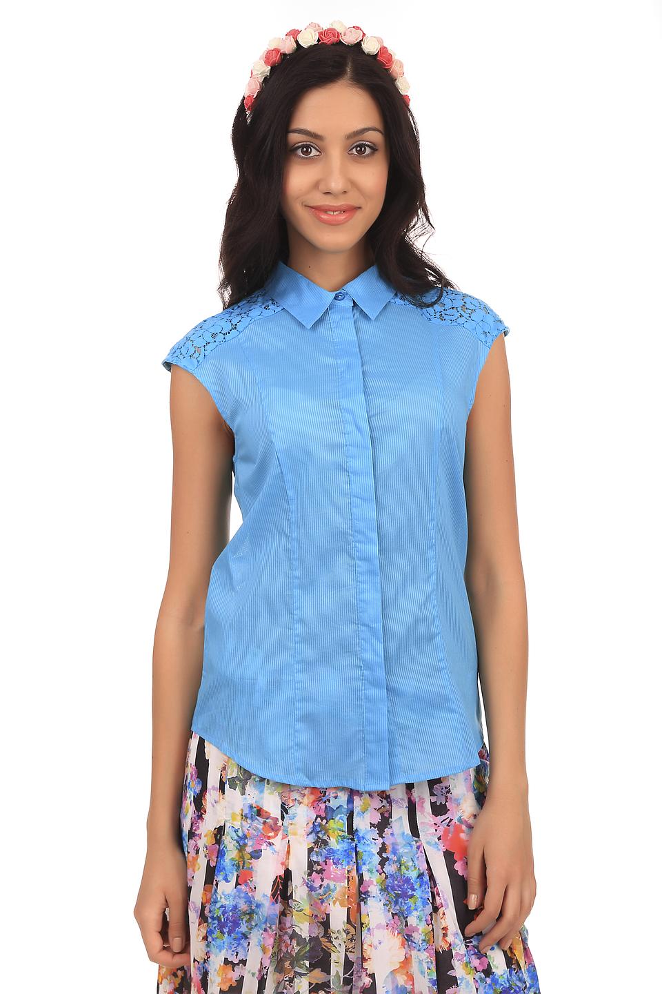 Блуза Pezzo без рукавов, голубая