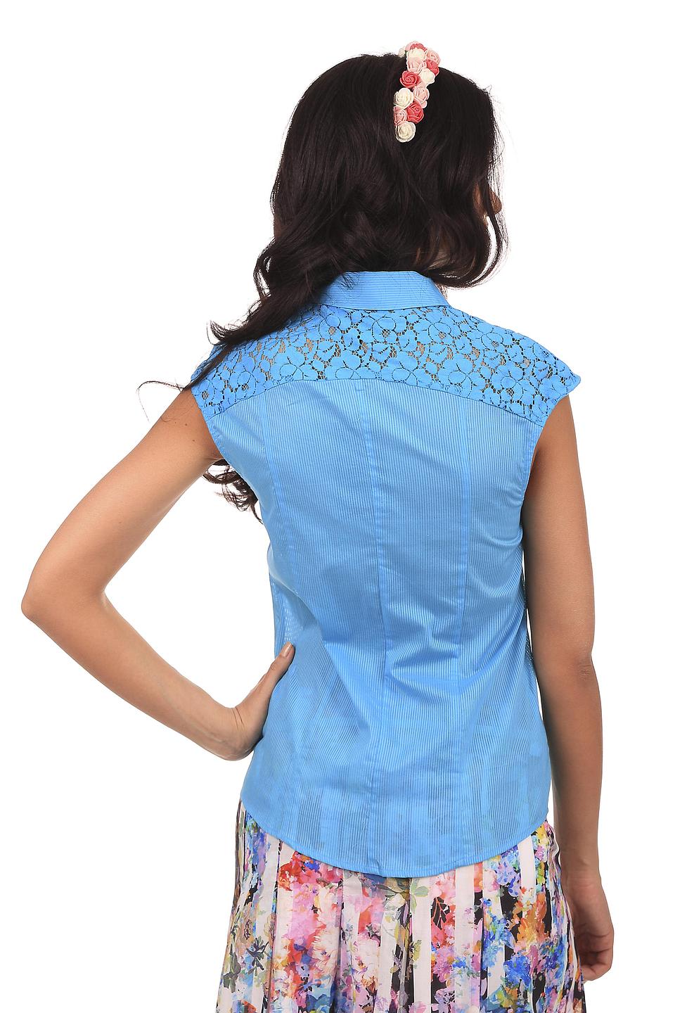 Блуза Pezzo без рукавов, голубая