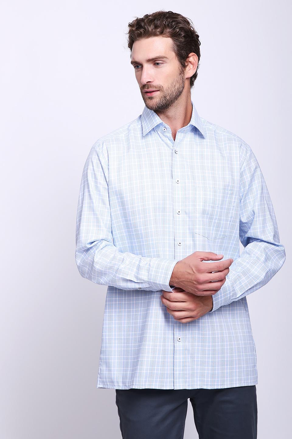 Рубашка Olymp men голубая в клетку