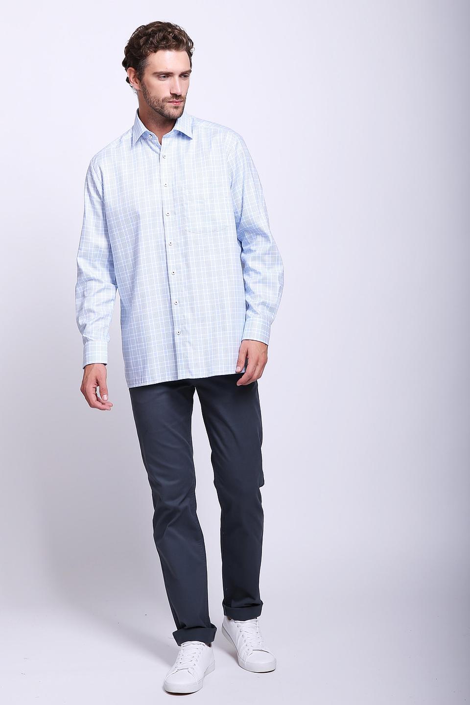 Рубашка Olymp men голубая в клетку
