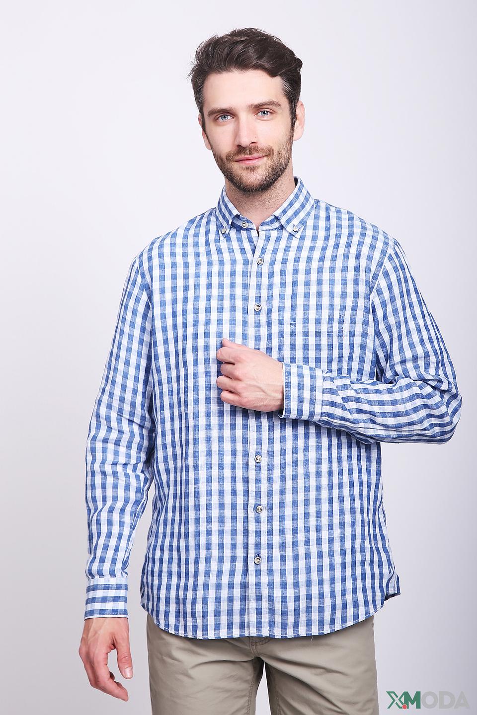 Рубашка Olymp в клетку голубую